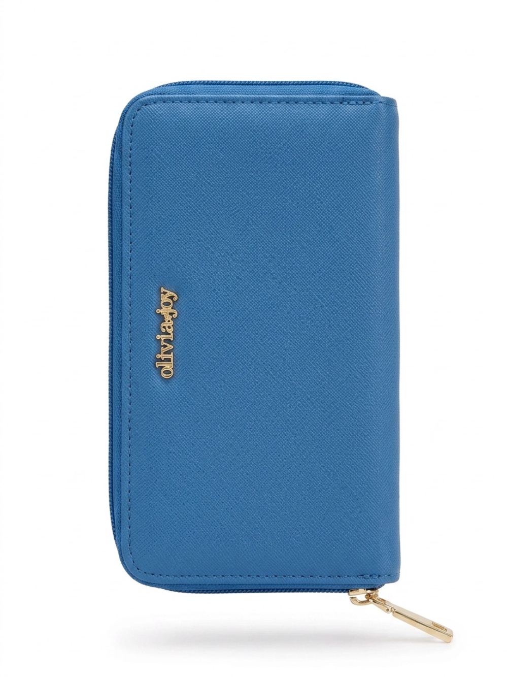Olivia + Joy Cobalt Blue Zip Wallet with Gold Hardware